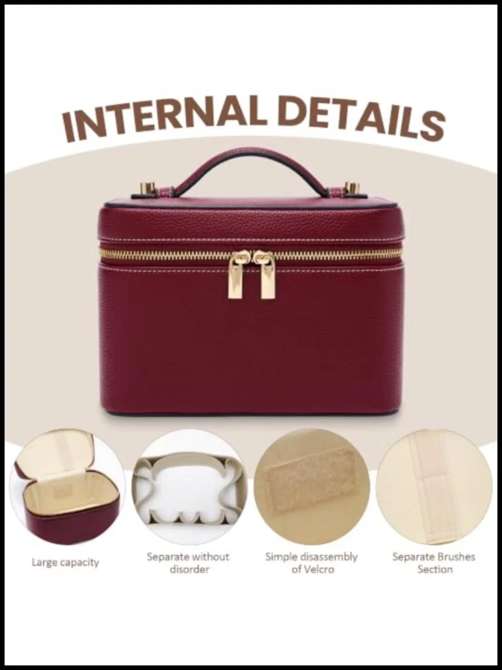 Hard Shell Faux Leather Makeup Bag Travel Cosmetic Organizer Case